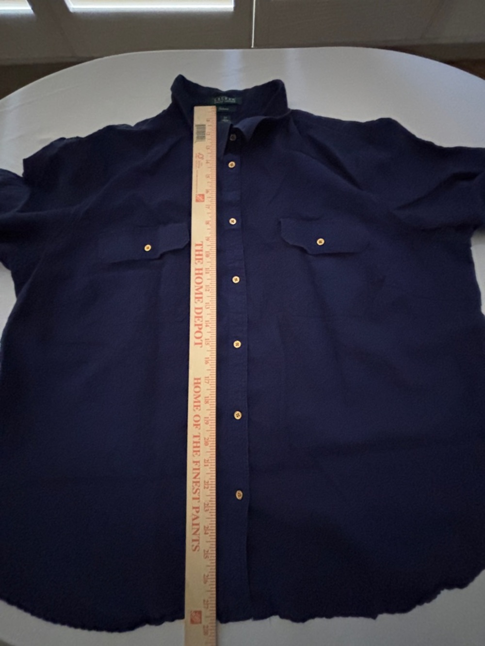 Lauren Ralph Lauren 100% Linen Navy Button-Up Utility Shirt Women’s 3X or XXXL - Picture 7 of 11